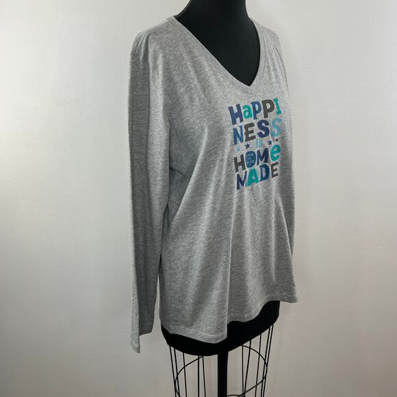 NWT Life is Good Long Sleeve Crusher Tee Happiness is Home V-Neck Gray L NEW - Picture 3 of 12